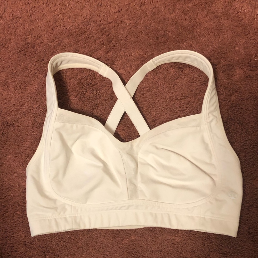 White Lululemon Ta Ta Tamer Bra 32D